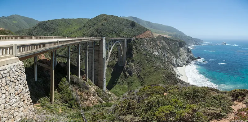 Bixby Creek Bridge and the Big Sur coastline on Highway 1