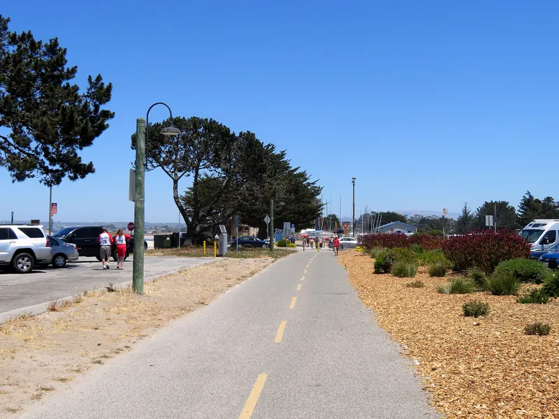 The paved Monterey Bay Coastal Recreation Trail near downtown Monterey