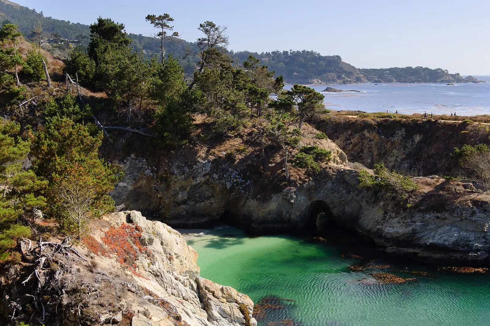 Turquoise water and granite cliffs at China Cove, Point Lobos State Natural Reserve