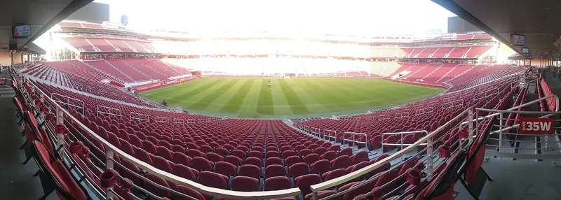 A panorama of the field and stands inside Levi's Stadium
